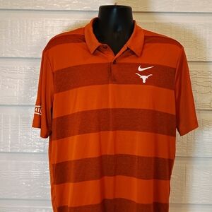 UT NIKE MENS LARGE BURNT ORANGE DRY FIT STRIPED POLO GOLF SHIRT FOOTBALL COLLEGE
